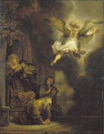 Rembrandt Harmensz. van Rijn: The angel leaves Tobias and his family