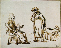Rembrandt Harmensz. van Rijn: Tobit and Anna with the Goat (c. 1645)