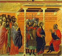 Duccio di Buoninsegna: Christ before Pilate (Maestà)