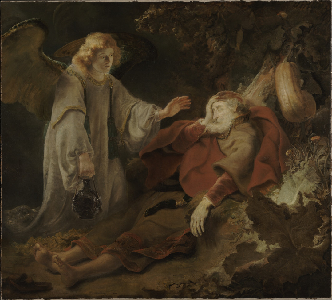 The Angel Appears to Elijah by Ferdinand Bol, 1 Kings 19:1-9, Bible.Gallery
