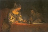 Arent de Gelder: Esther and Mordecai writing the first letter of Purim