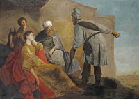 Pieter de Grebber: The laborer of Gibeah offering hospitality
