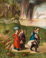 Albrecht Dürer: Lot and his family flee from Sodom