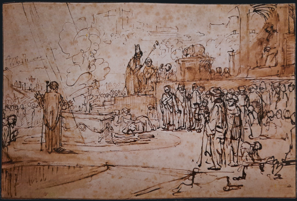God's Judgement on Mount Carmel by Rembrandt Harmenszoon van Rijn, 1 Kings 18:16-40, Bible.Gallery