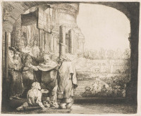 Rembrandt Harmensz. van Rijn: Peter and John Healing a Lame Beggar