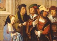 Lucas van Leyden: Potifar's wife shows Joseph's gown to her husband