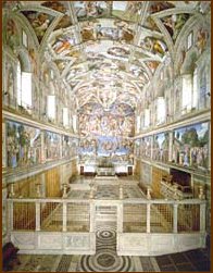 inside the Sistine Chapel, facing the altar